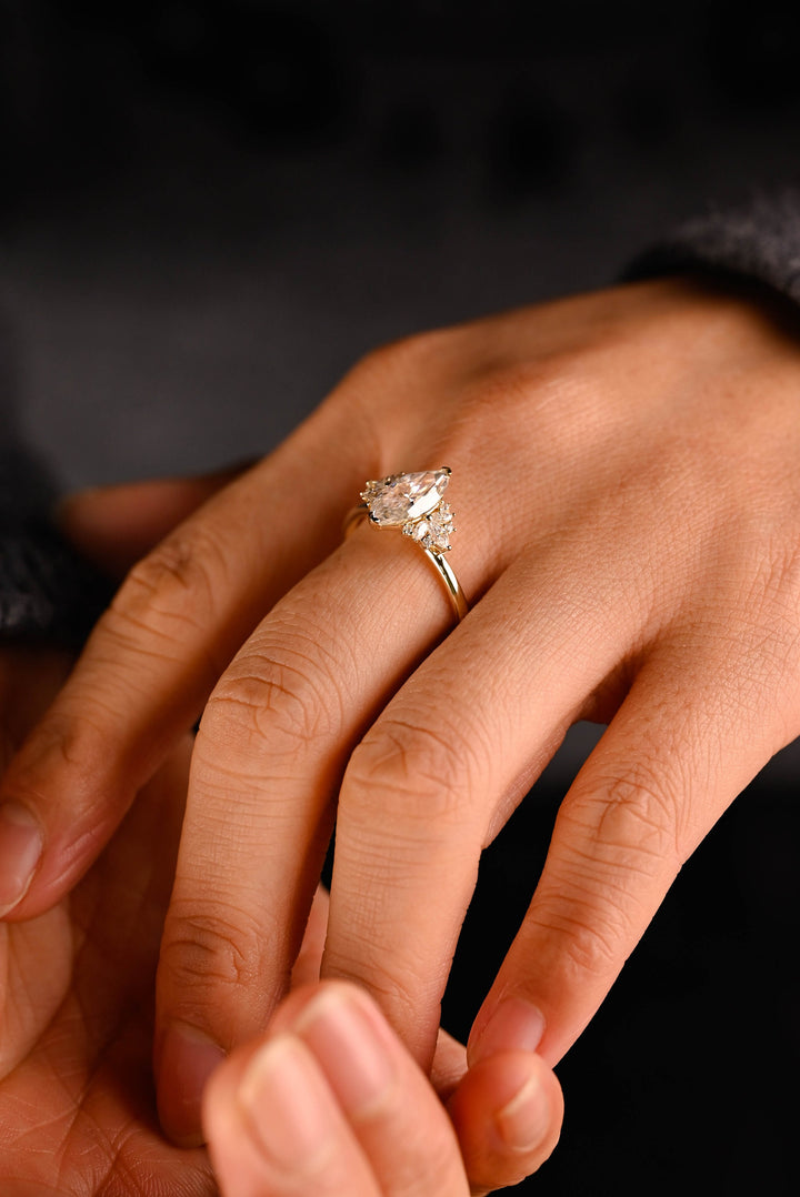 1.50ct-2.50ct Marquise Cut Lab Grown Diamond Cluster Engagement Ring