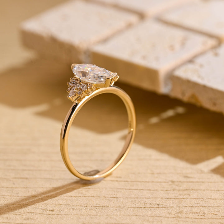 1.50ct-2.50ct Marquise Cut Lab Grown Diamond Cluster Engagement Ring