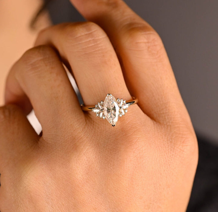 1.50ct-2.50ct Marquise Cut Lab Grown Diamond Cluster Engagement Ring