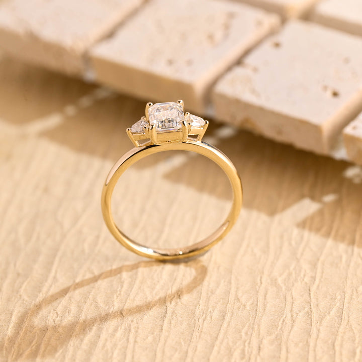 1.50ct-2.50ct Emerald Cut Lab Grown Diamond Three Stone Engagement Ring