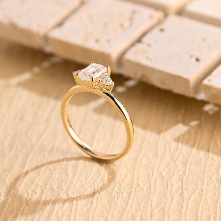 1.50ct-2.50ct Emerald Cut Lab Grown Diamond Three Stone Engagement Ring