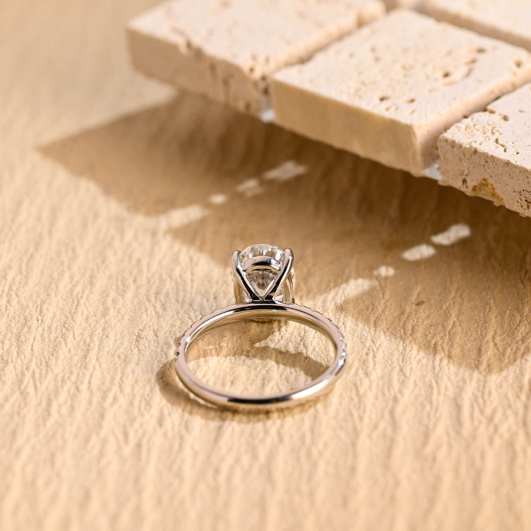 2.50ct-3.50ct Oval Cut Lab Grown Diamond Pave Engagement Ring
