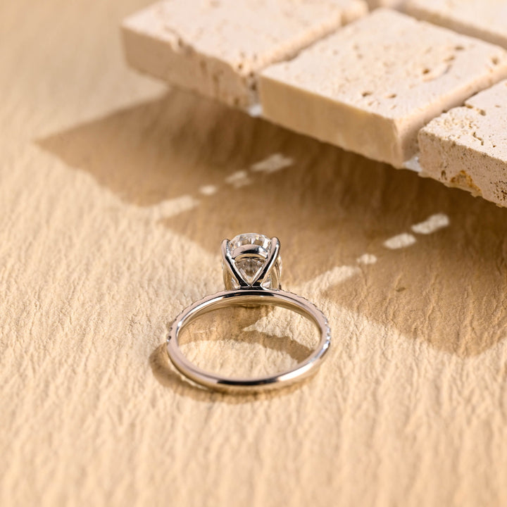 2.50ct-3.50ct Oval Cut Lab Grown Diamond Pave Engagement Ring