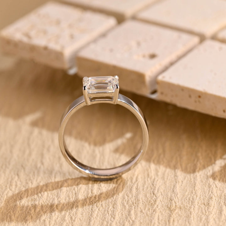 1.0ct-2.0ct East West Emerald Cut Lab Grown Diamond Engagement Ring