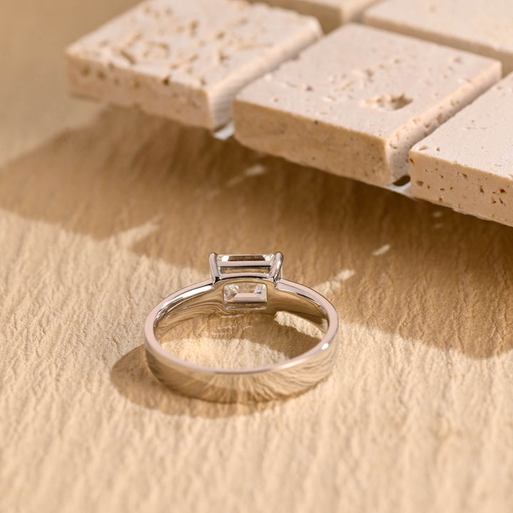 1.0ct-2.0ct East West Emerald Cut Lab Grown Diamond Engagement Ring