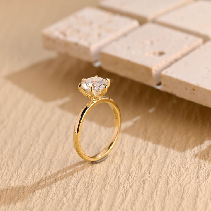 1.0ct-2.0ct Round Cut Lab Grown Solitaire Diamond Engagement Ring
