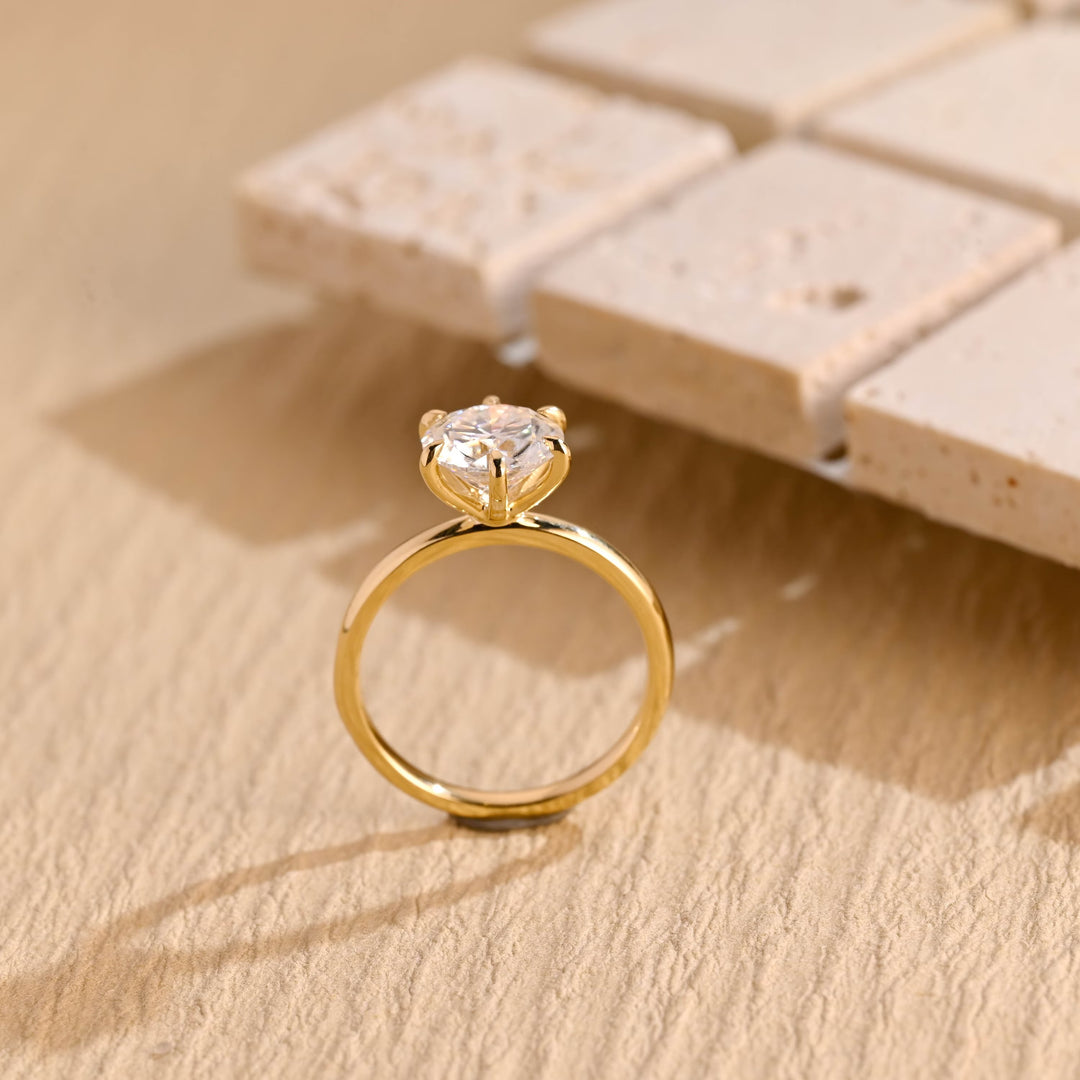 1.0ct-2.0ct Round Cut Lab Grown Solitaire Diamond Engagement Ring