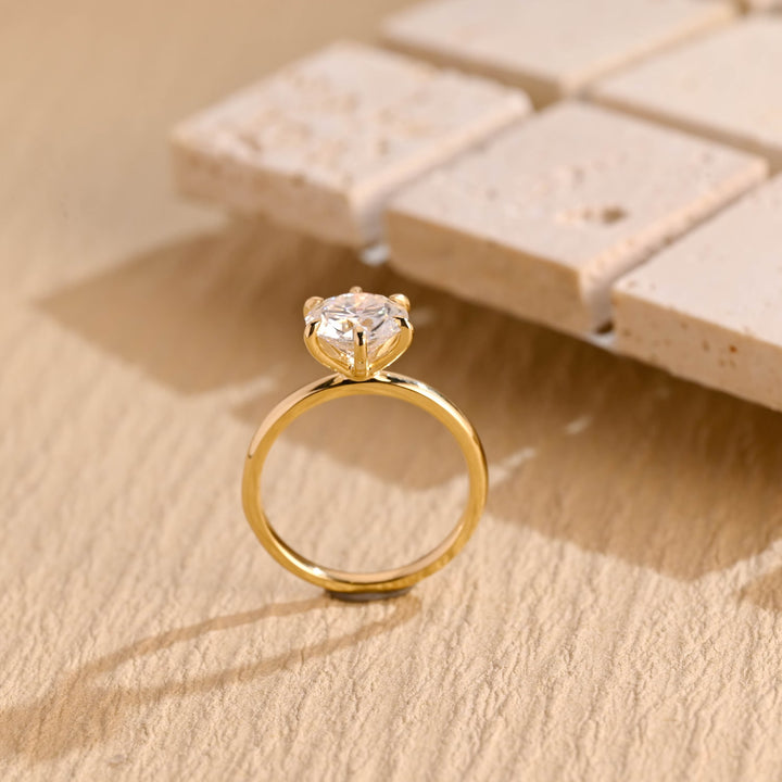 1.0ct-2.0ct Round Cut Lab Grown Solitaire Diamond Engagement Ring