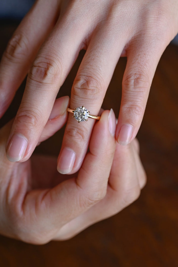 1.0ct-2.0ct Round Cut Lab Grown Solitaire Diamond Engagement Ring