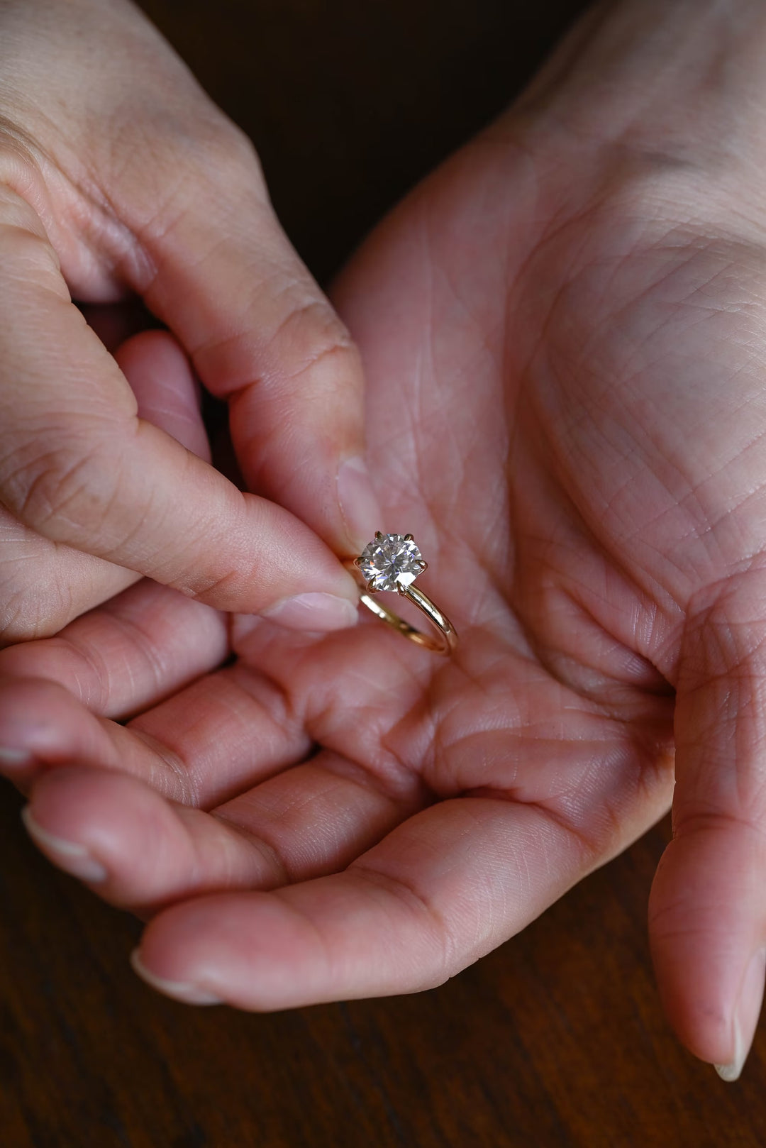 1.0ct-2.0ct Round Cut Lab Grown Solitaire Diamond Engagement Ring