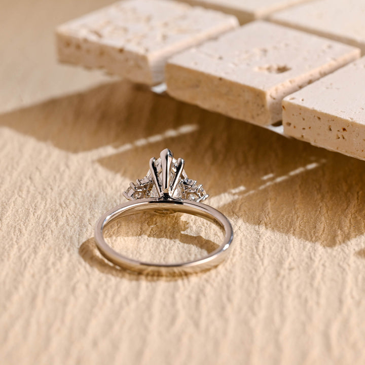 1.50ct-2.50ct Pear Cut Lab Grown Diamond Cluster Engagement Ring