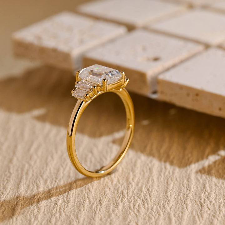 1.50ct-2.50ct Emerald Cut Lab Grown Diamond Five Stone Engagement Ring