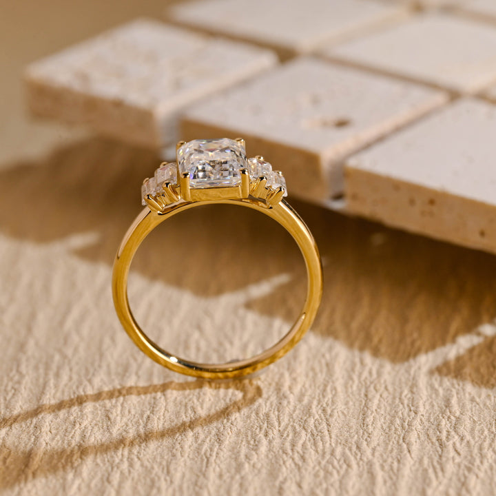 1.50ct-2.50ct Emerald Cut Lab Grown Diamond Five Stone Engagement Ring