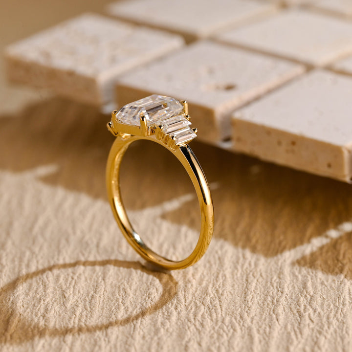 1.50ct-2.50ct Emerald Cut Lab Grown Diamond Five Stone Engagement Ring