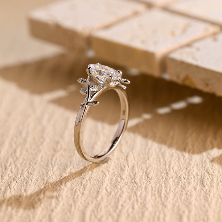 1.0ct-2.0ct Marquise Cut Lab Grown Diamond Art Ddeco Twig Engagement Ring