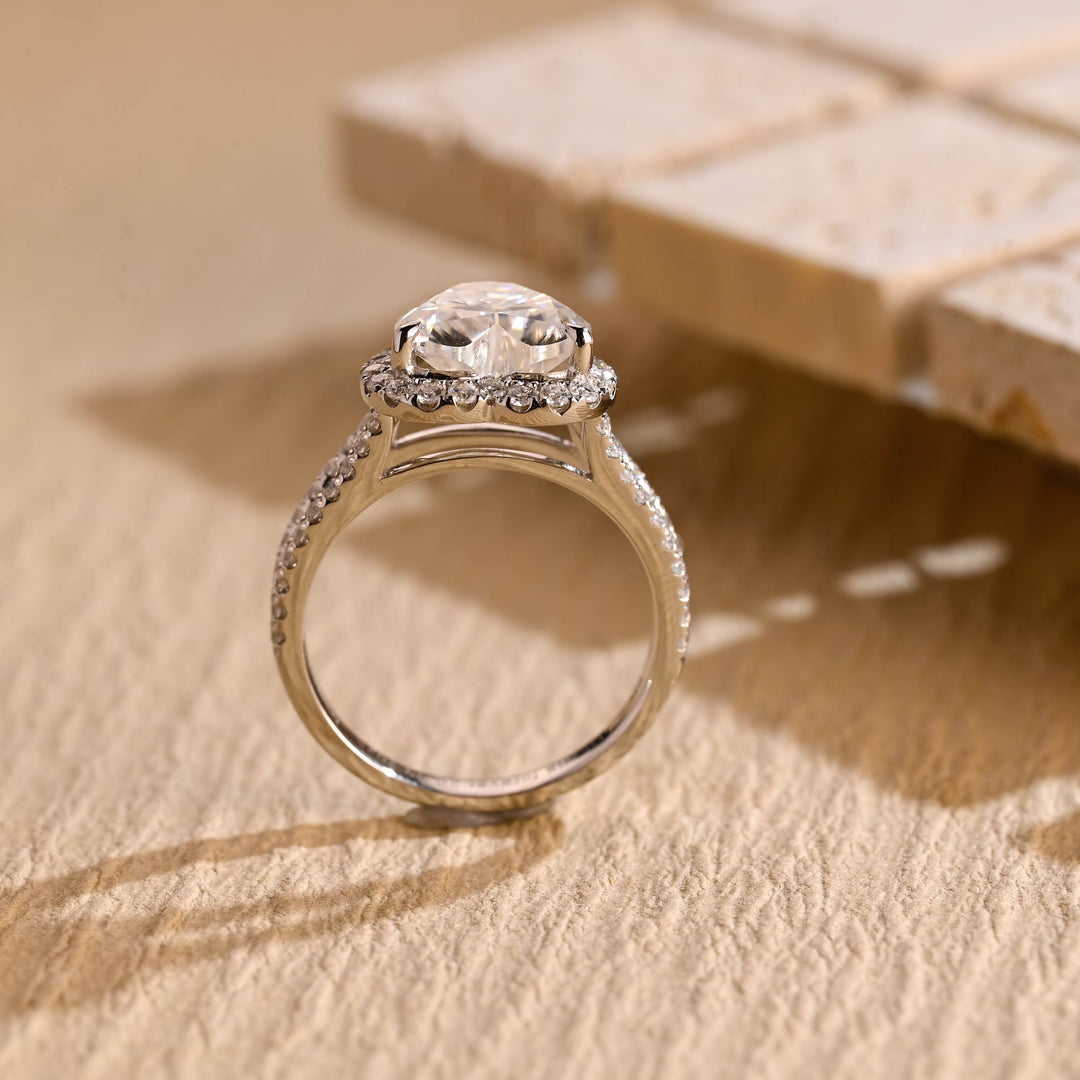 2.0ct-3.0ct Heart Cut Halo Lab Grown Diamond Split Shank Engagement Ring
