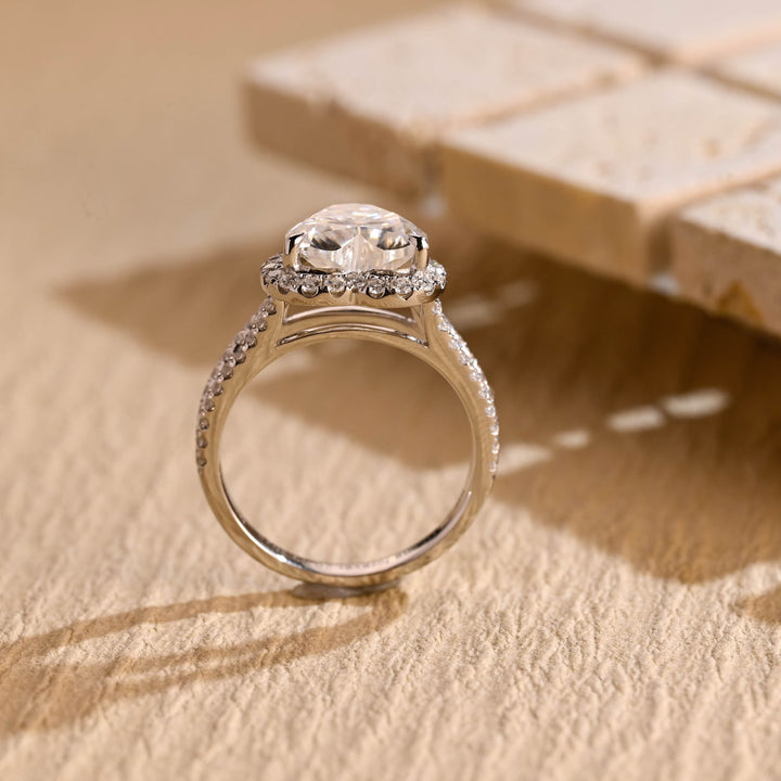 2.0ct-3.0ct Heart Cut Halo Lab Grown Diamond Split Shank Engagement Ring