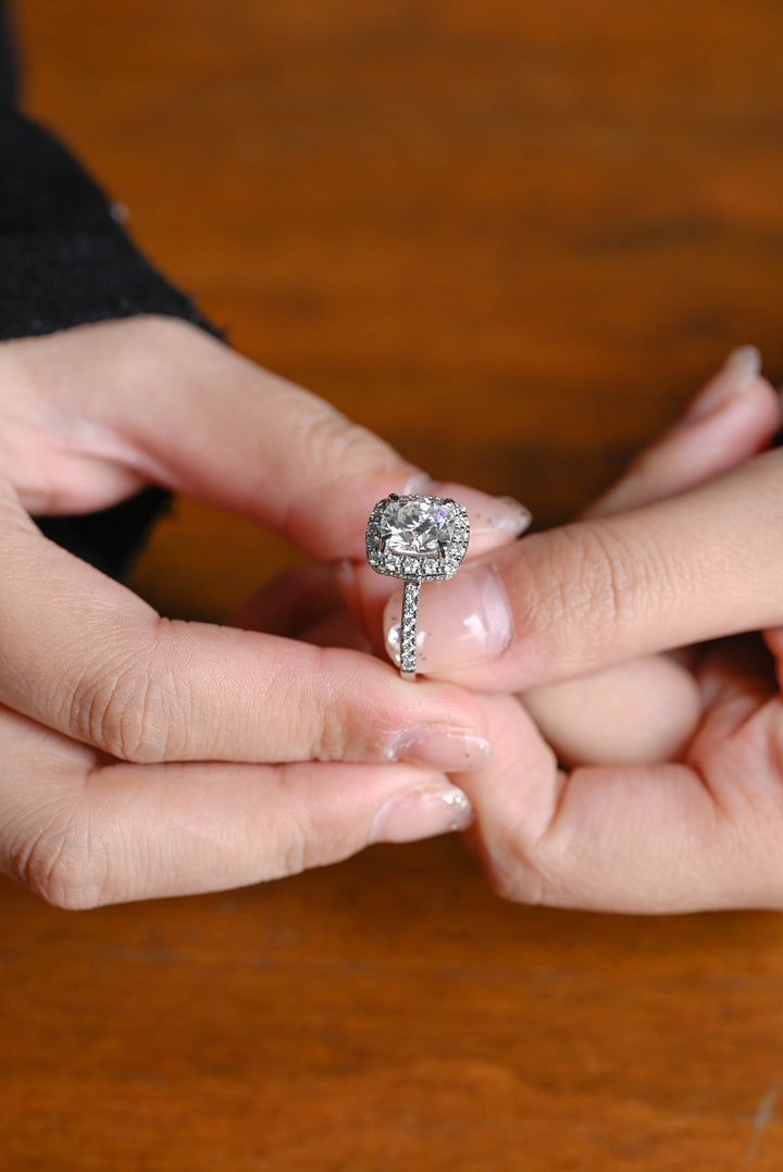 1.50ct-2.50ct Cushion Cut Lab Grown Diamond Halo Engagement Ring