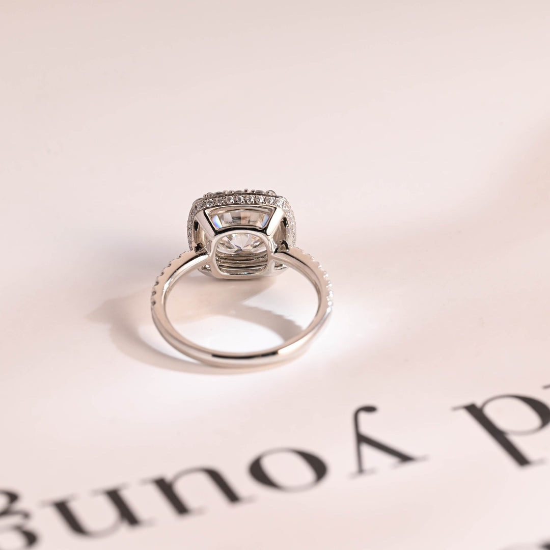 1.50ct-2.50ct Cushion Cut Lab Grown Diamond Halo Engagement Ring