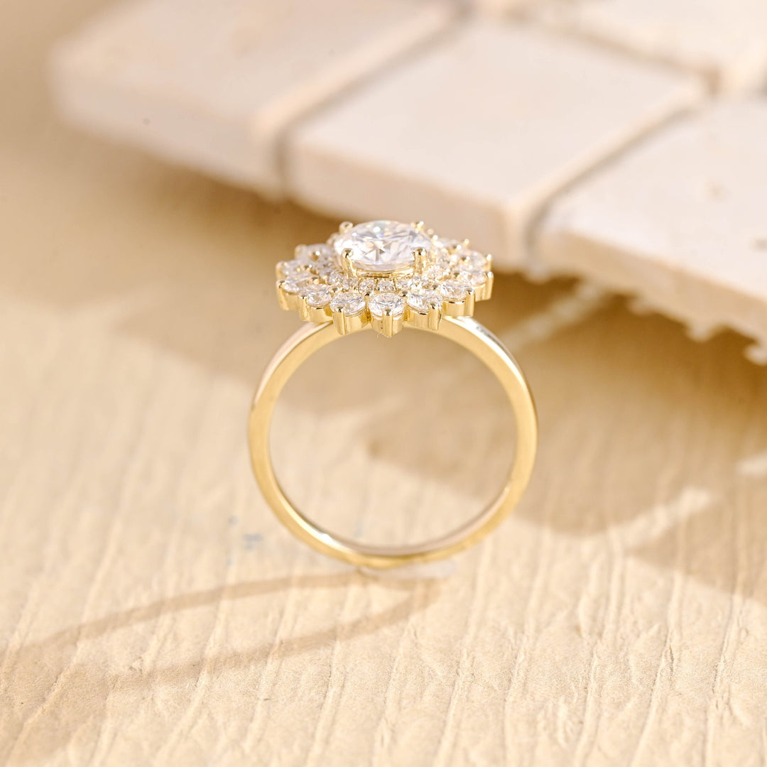 1.0ct-2.0ct Round Cut Lab Grown Diamond Double Halo Engagement Ring