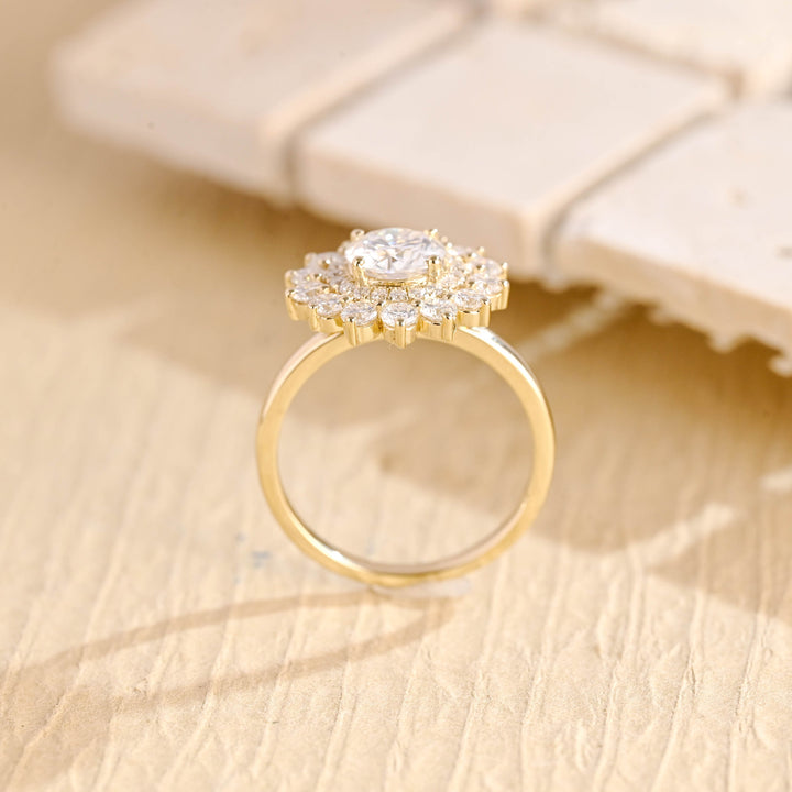 1.0ct-2.0ct Round Cut Lab Grown Diamond Double Halo Engagement Ring