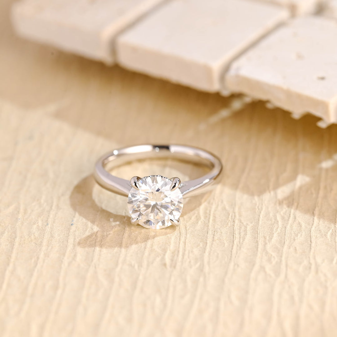 2.0ct-3.0ct Round Cut Lab Grown Diamond Hidden Halo Engagement Ring