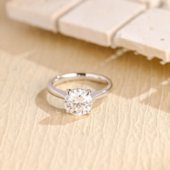 2.0ct-3.0ct Round Cut Lab Grown Diamond Hidden Halo Engagement Ring
