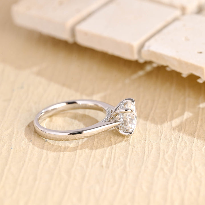 2.0ct-3.0ct Round Cut Lab Grown Diamond Hidden Halo Engagement Ring