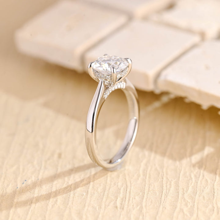 2.0ct-3.0ct Round Cut Lab Grown Diamond Hidden Halo Engagement Ring