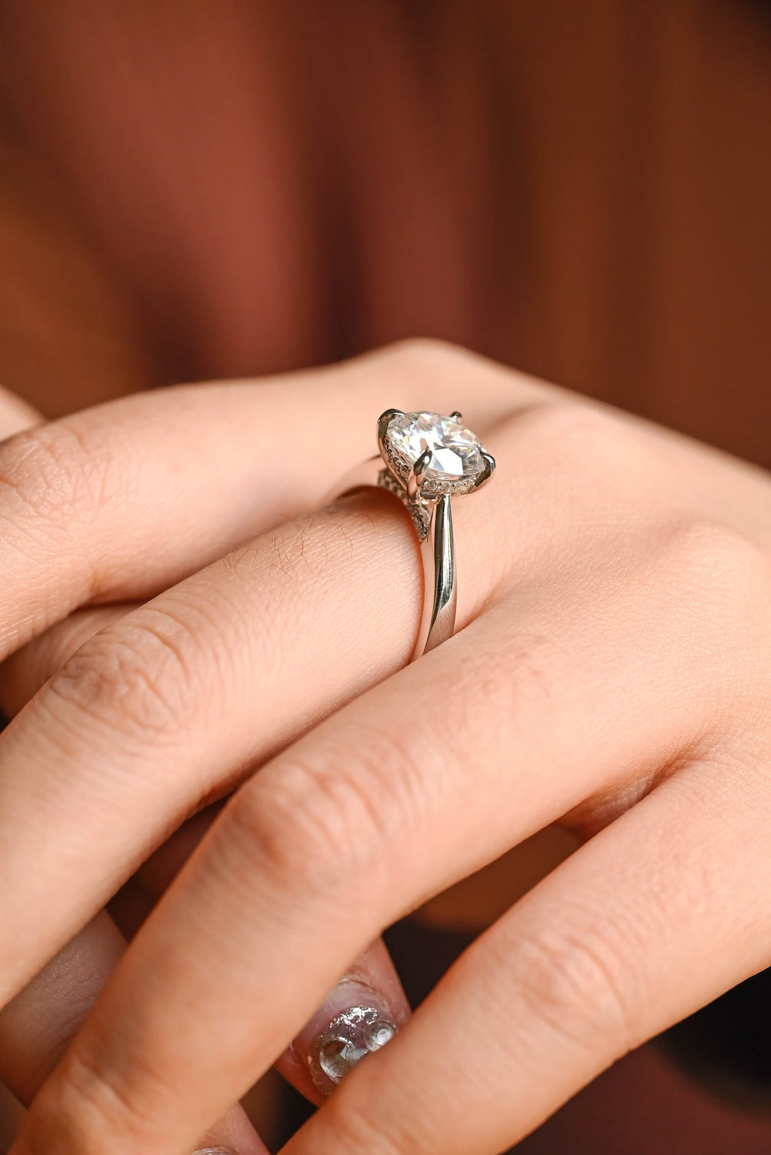 2.0ct-3.0ct Round Cut Lab Grown Diamond Hidden Halo Engagement Ring