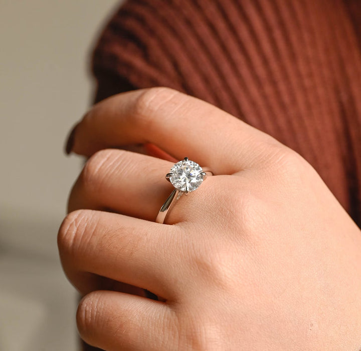 2.0ct-3.0ct Round Cut Lab Grown Diamond Hidden Halo Engagement Ring