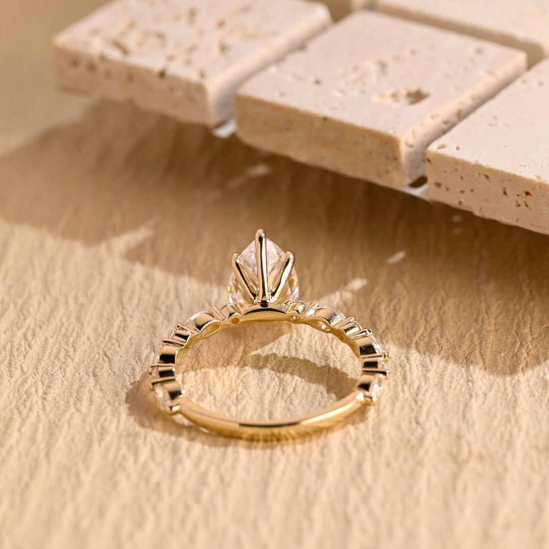 1.0ct-2.0ct Pear Cut Lab Grown Diamond Pave Engagement Ring