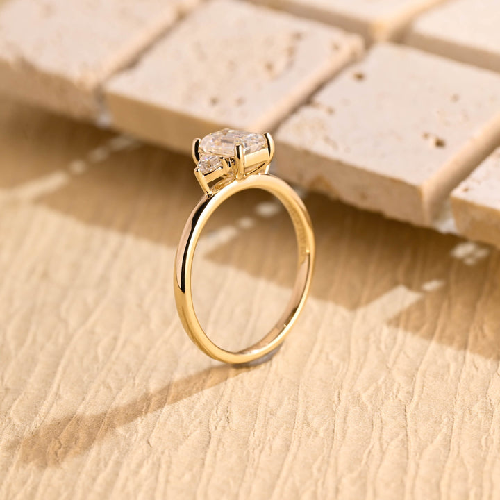 1.50ct-2.50ct Emerald Cut Lab Grown Diamond Three Stone Engagement Ring