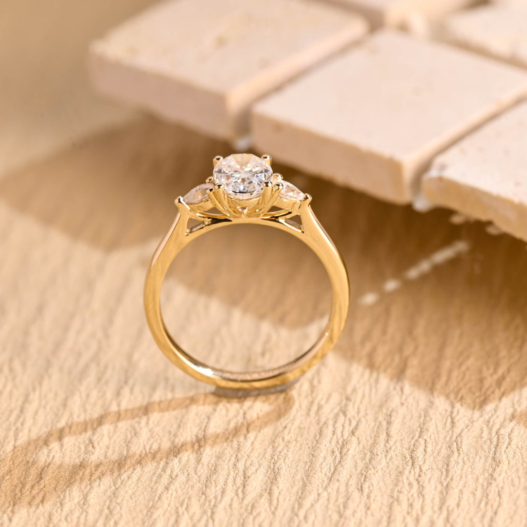 1.0ct-2.0ct Oval Cut Lab Grown Diamond Three Stone Engagement Ring