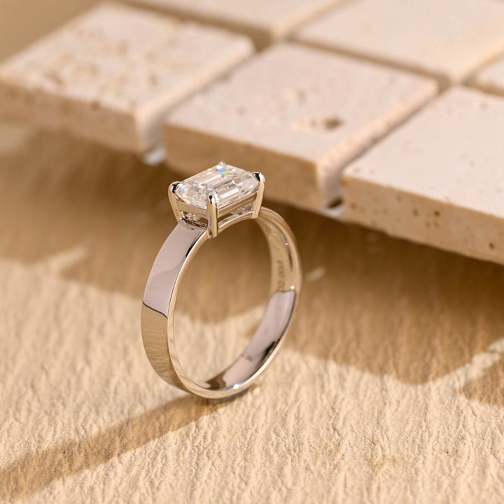 1.0ct-2.0ct East West Emerald Cut Lab Grown Diamond Engagement Ring