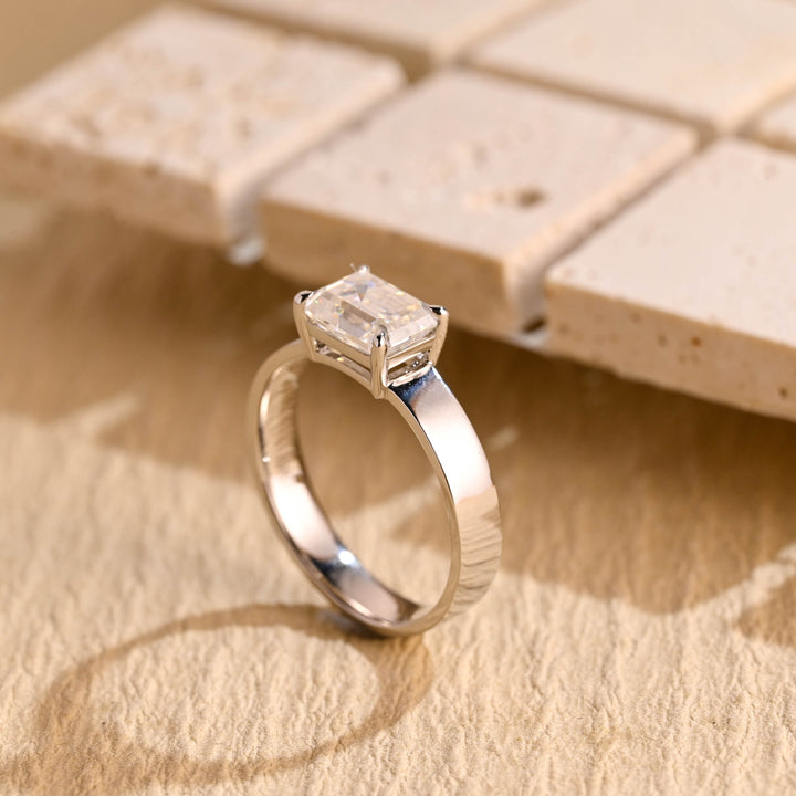 1.0ct-2.0ct East West Emerald Cut Lab Grown Diamond Engagement Ring