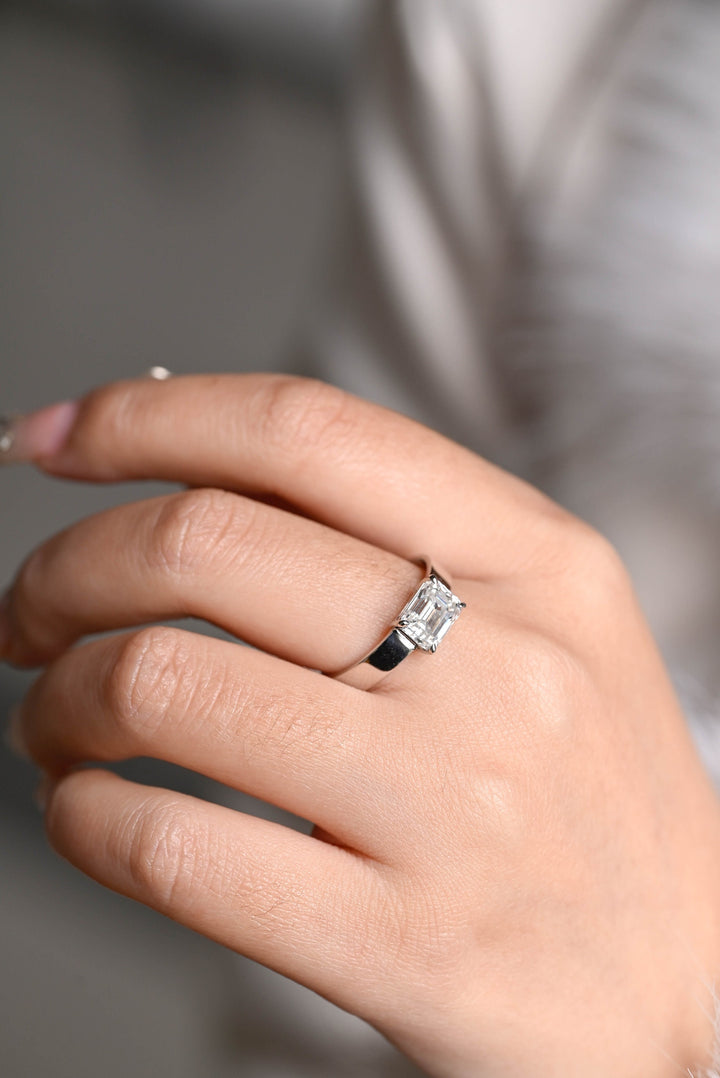 1.0ct-2.0ct East West Emerald Cut Lab Grown Diamond Engagement Ring