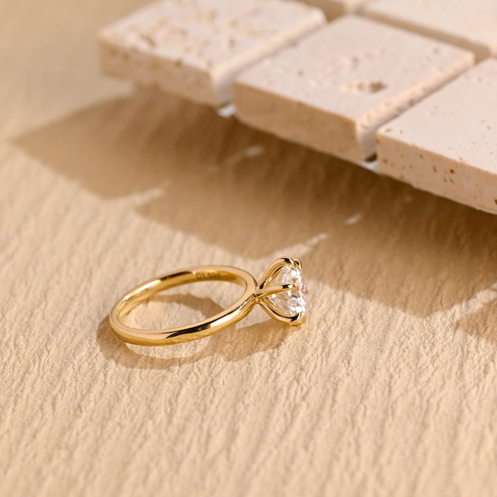 1.0ct-2.0ct Round Cut Lab Grown Solitaire Diamond Engagement Ring