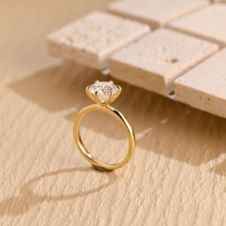 1.0ct-2.0ct Round Cut Lab Grown Solitaire Diamond Engagement Ring
