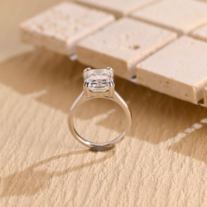 1.0ct-2.0ct Emerald Cut Lab Grown Solitaire Diamond Engagement Ring