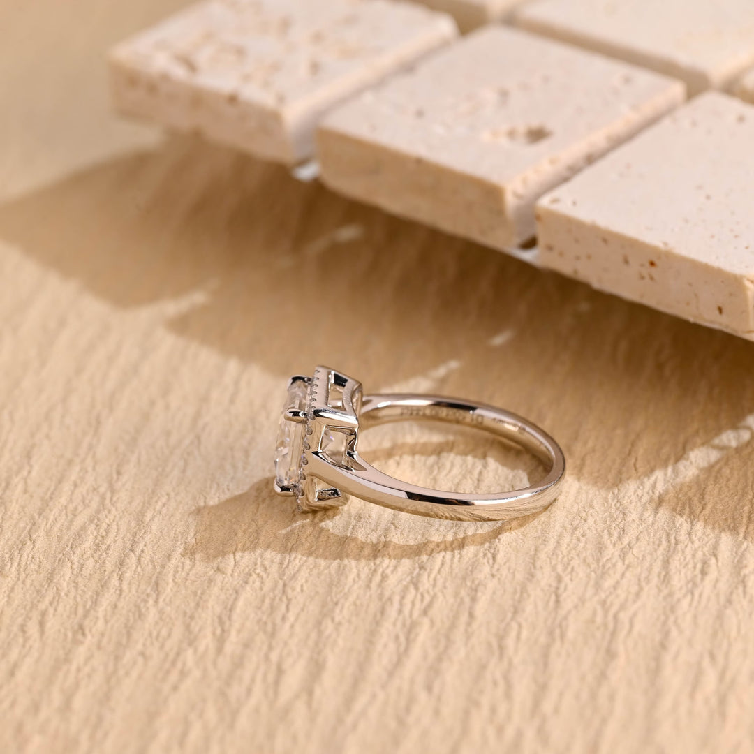 1.50ct-2.50ct Princess Cut Lab Grown Diamond Halo Engagement Ring
