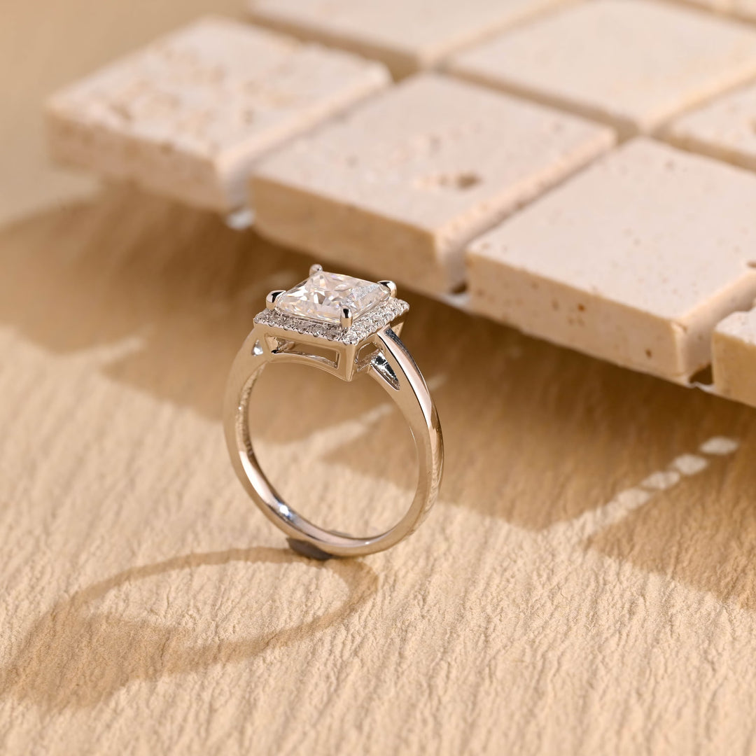 1.50ct-2.50ct Princess Cut Lab Grown Diamond Halo Engagement Ring