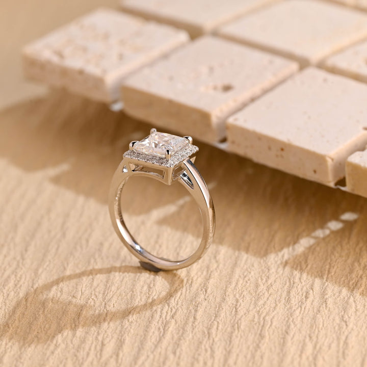 1.50ct-2.50ct Princess Cut Lab Grown Diamond Halo Engagement Ring