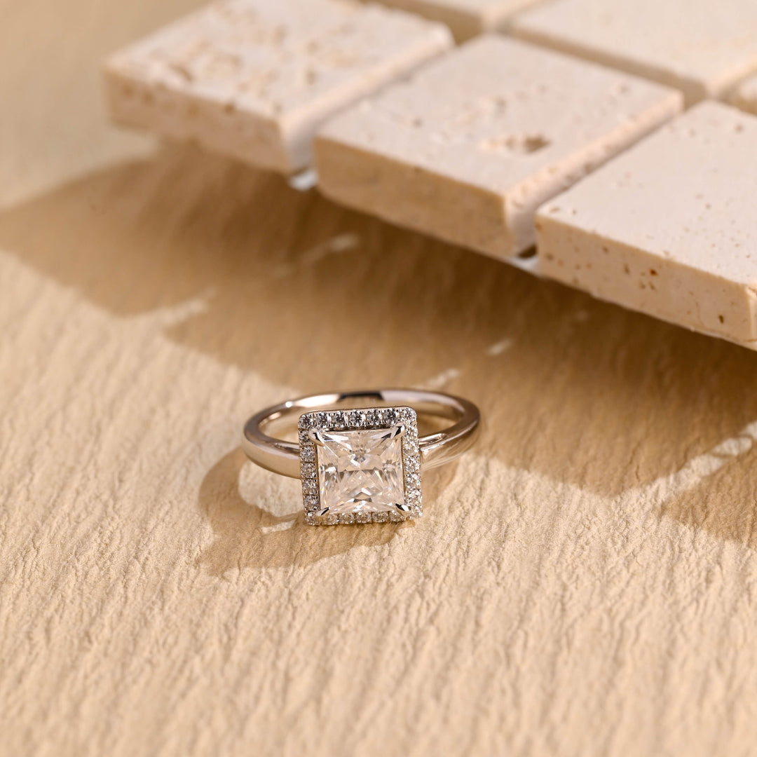 1.50ct-2.50ct Princess Cut Lab Grown Diamond Halo Engagement Ring