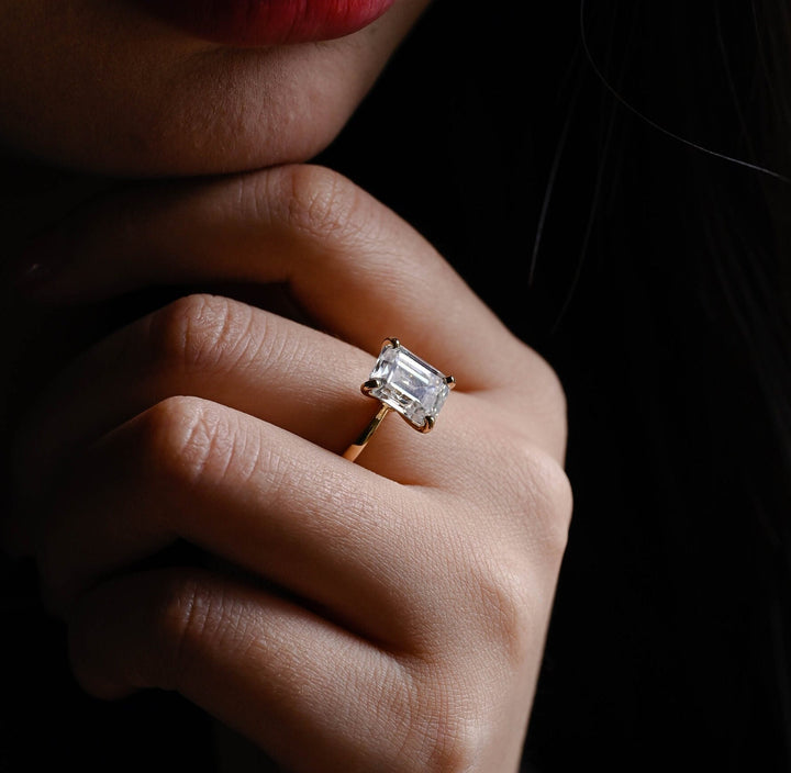 2.0ct-3.0ct Emerald Cut Lab Grown Diamond Solitaire Engagement Ring