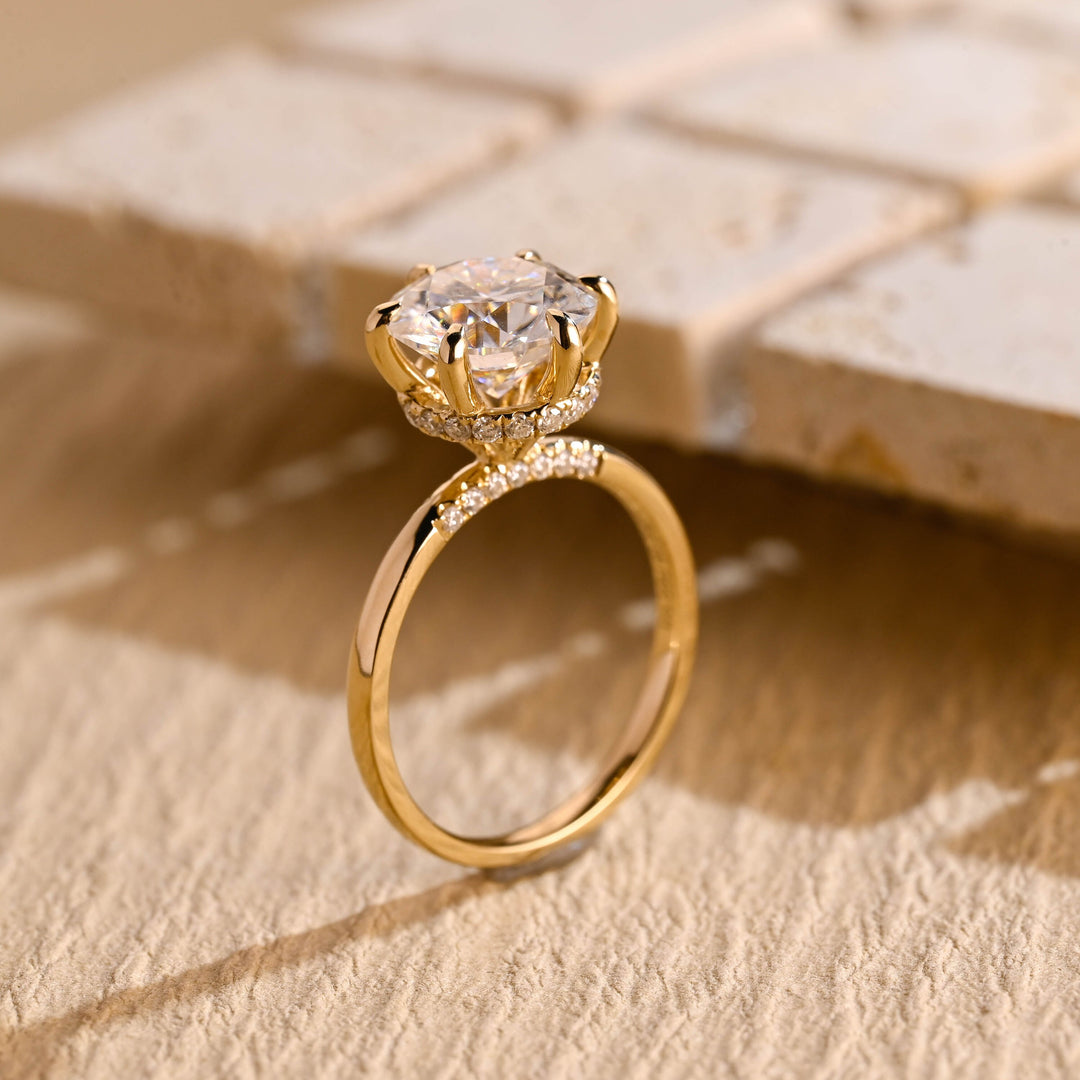 2.50ct-3.50ct Round Cut Lab Grown Diamond Bridge Engagement Ring