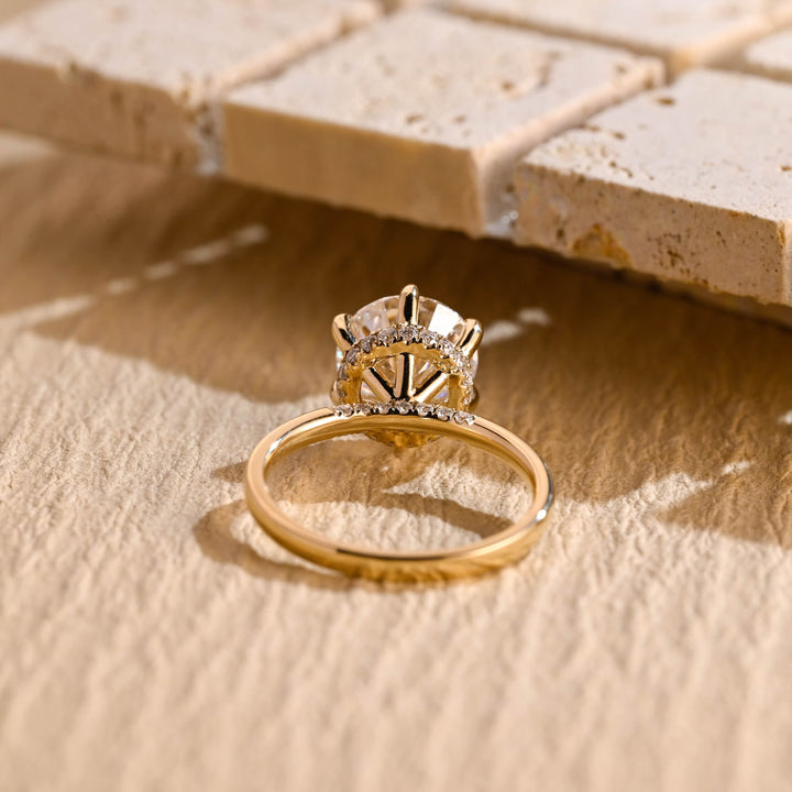 2.50ct-3.50ct Round Cut Lab Grown Diamond Bridge Engagement Ring
