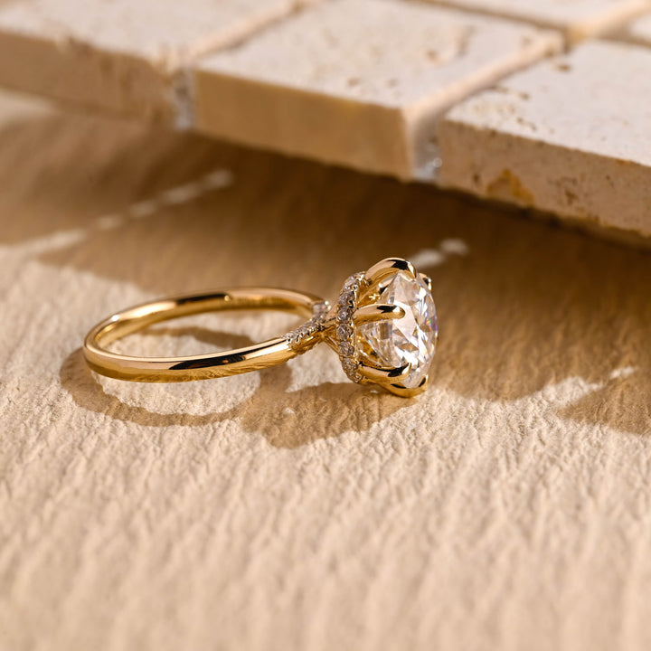 2.50ct-3.50ct Round Cut Lab Grown Diamond Bridge Engagement Ring
