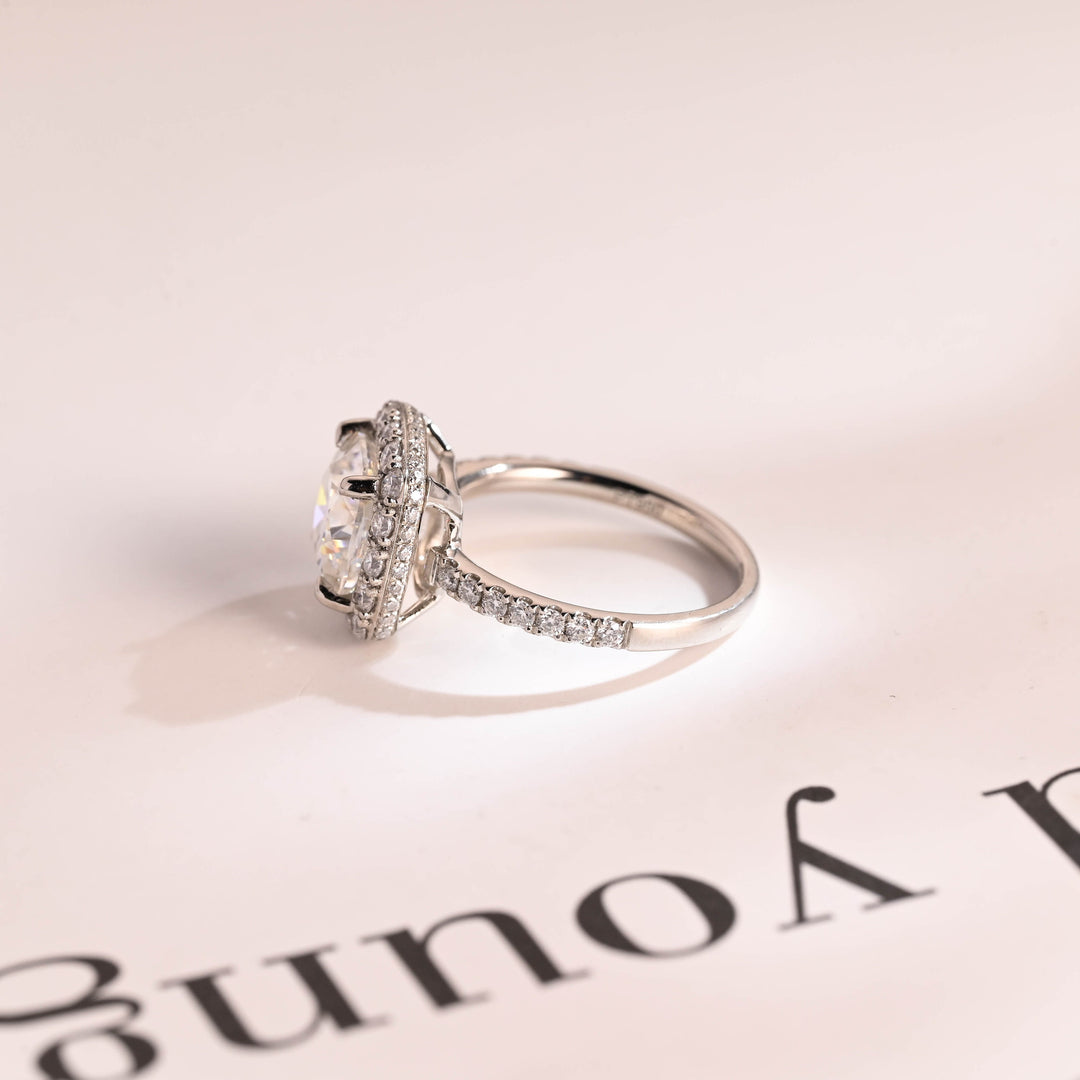 1.50ct-2.50ct Cushion Cut Lab Grown Diamond Halo Engagement Ring