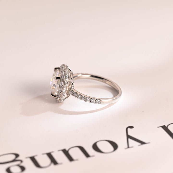 1.50ct-2.50ct Cushion Cut Lab Grown Diamond Halo Engagement Ring